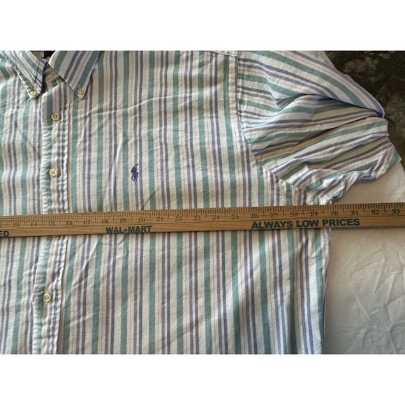 Ralph Lauren Classic Fit purple/blue/green Striped purple Pony Button XXL Shirt - Picture 6 of 10